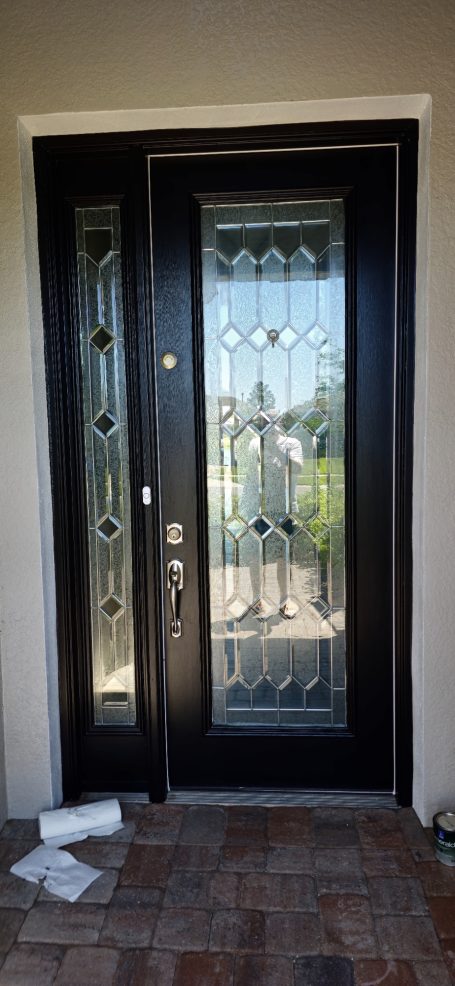Front Door Professional Front Door Painting in Sherwin-Williams SW 6258 Tricorn Black